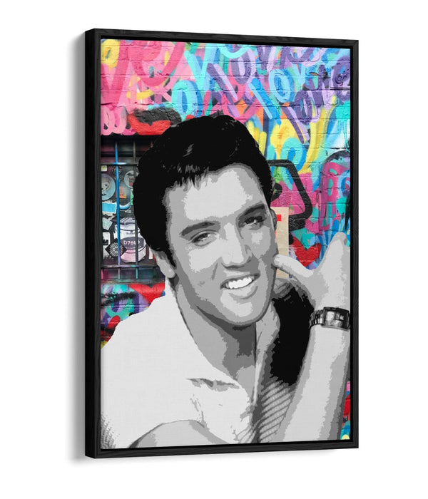 ELVIS PRESLEY GRAFFITI -FLOAT EFFECT CANVAS WALL ART PIC PRINT