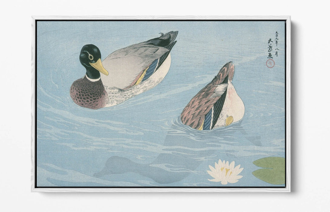 Canvas Wall Art - GOYO HASHIGUCHI Ducks | Float Effect Canvas Art Print