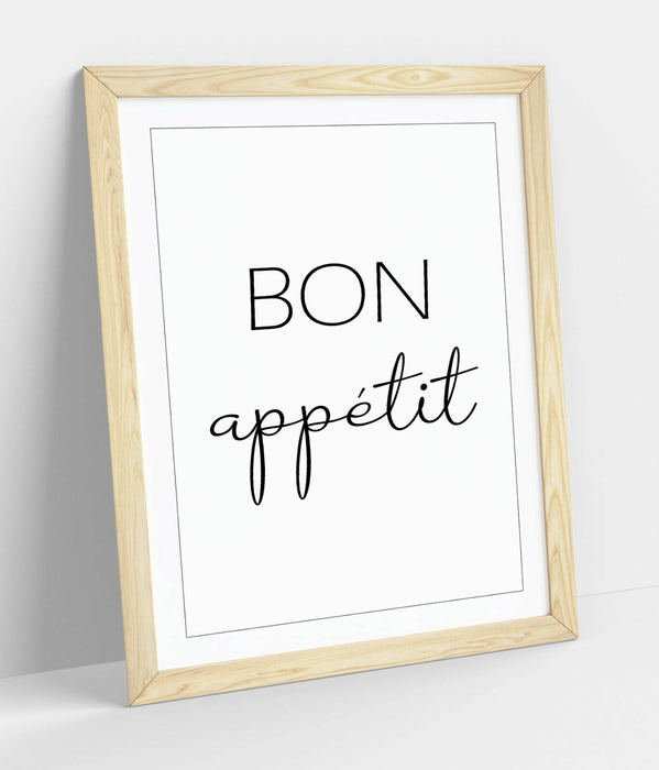 "BON APPETIT" KITCHEN FOOD QUOTE SLOGAN HOME -FRAMED WALL ART PICTURE PRINT