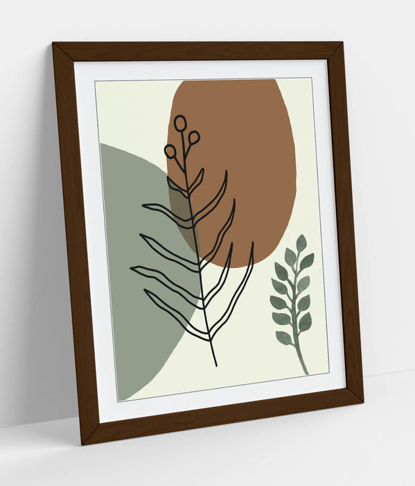 BOTANICAL BAUHAUS LEAF TRENDY MINIMALIST -FRAMED WALL ART PICTURE PRINT ARTWORK