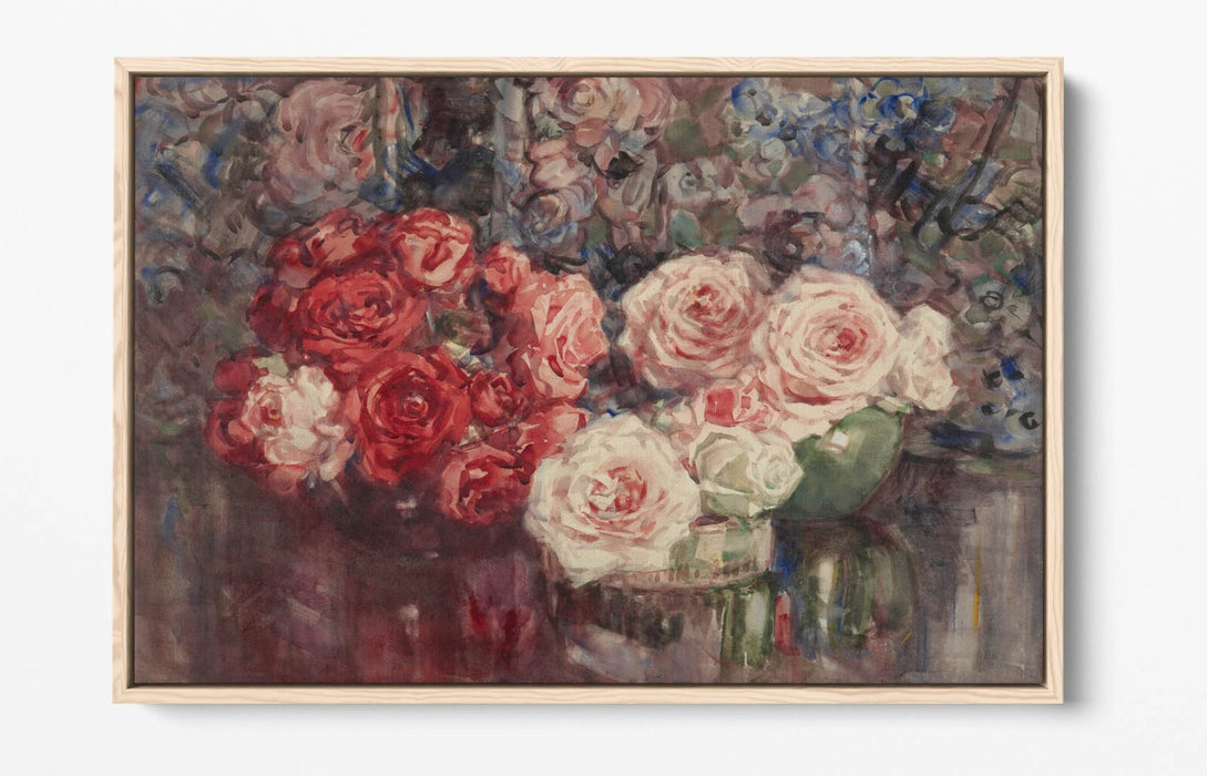 Float Effect Canvas Art - Margaret Stoddart Roses Floral Wall Print, Handmade UK