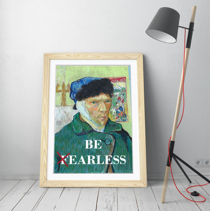Van Gogh Wall Art – Framed Art Print With Funny 'Be Earless' Quote, Ready To Hang