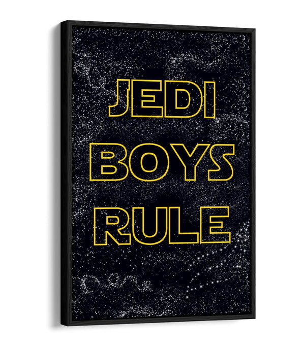 "JEDI BOYS RULE" STAR WARS STYLE QUOTE KIDS ROOM -FLOAT EFFECT CANVAS ART PRINT