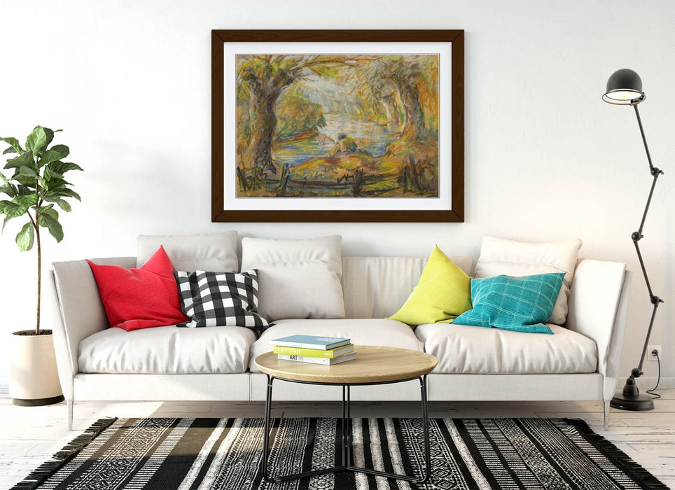 Framed Wall Art Poster - Ludovit Varga By The River, Handmade UK Print