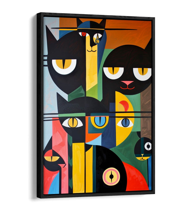 Abstract Cat Canvas - Bauhaus Wall Art | Float Effect Canvas Print UK Made