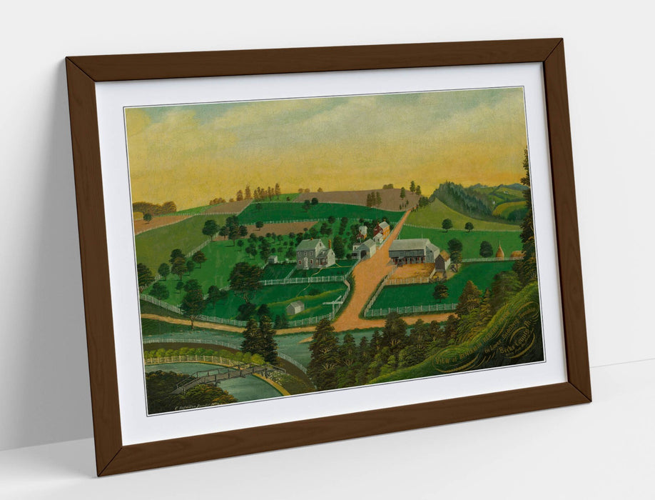 Framed Art Poster - Farm Art Print With Woodgrain Frame, Matte Paper Print