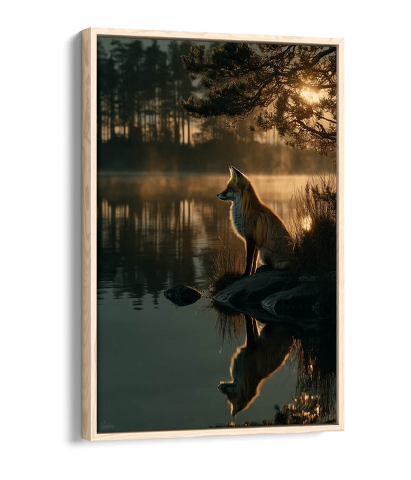 Canvas Wall Art - Cool Fox Float Effect Handmade Print With Premium Frame