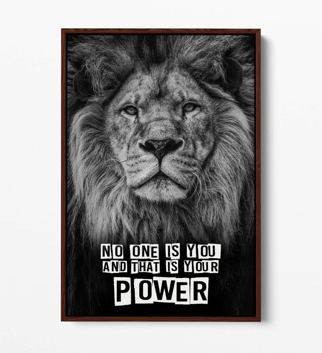 LION HEAD QUOTE FLOAT EFFECT CANVAS WALL ART PIC PRINT GRAFFITI- BLACK GREY