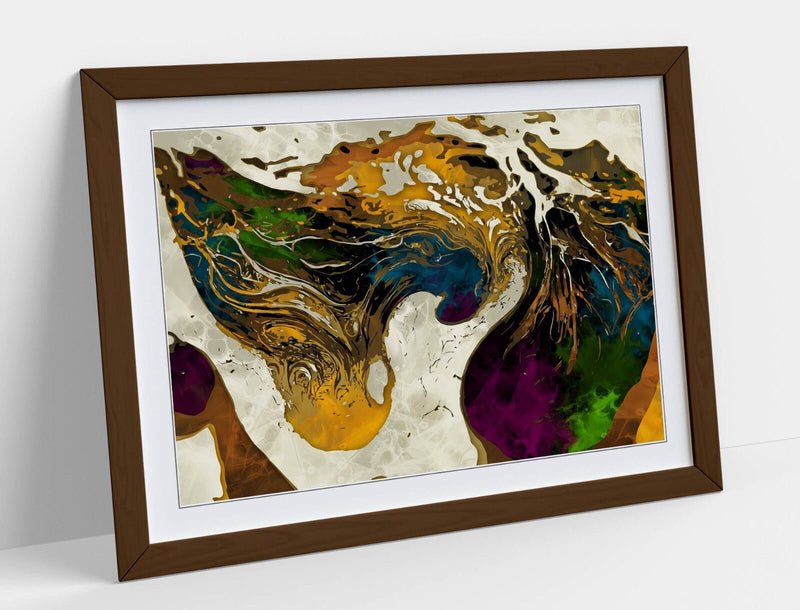 Abstract Swirl Art - Framed Wall Art With Wood Grain Frame | Bedroom Decor Prints