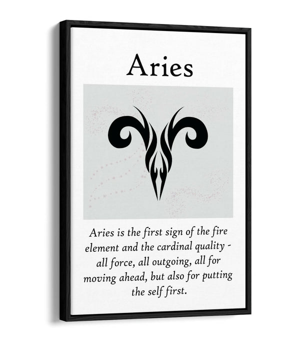 ARIES STAR SIGN ZODIAC ASTROLOGY QUOTE -FLOAT EFFECT CANVAS WALL ART PRINT
