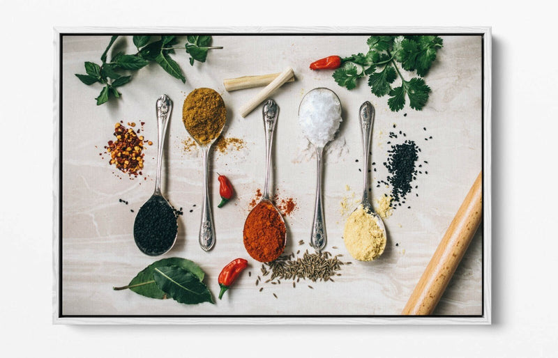 Canvas Wall Art - Kitchen Herbs Spices Print | Handmade UK Float Effect Frame