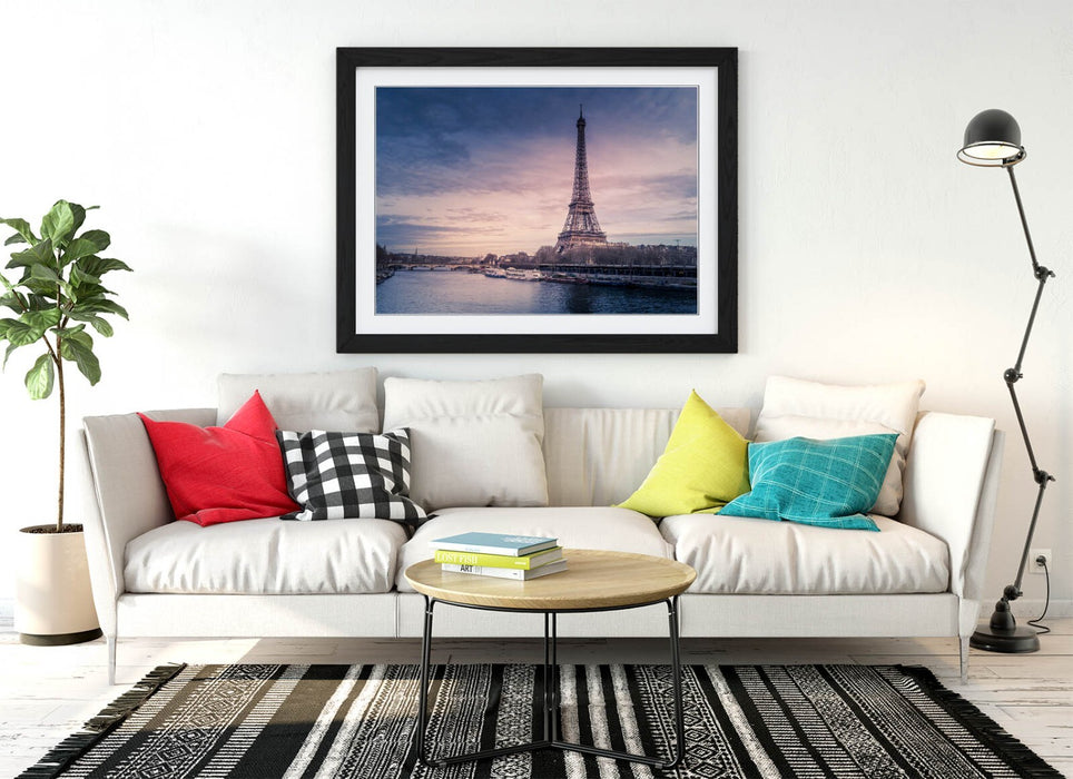 Paris Wall Art – Framed Eiffel Tower Poster | River View Artwork | UK Handmade Frame