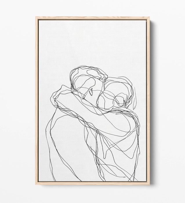 Minimalist Couple Canvas Art - Love Line Illustration | Float Effect Print