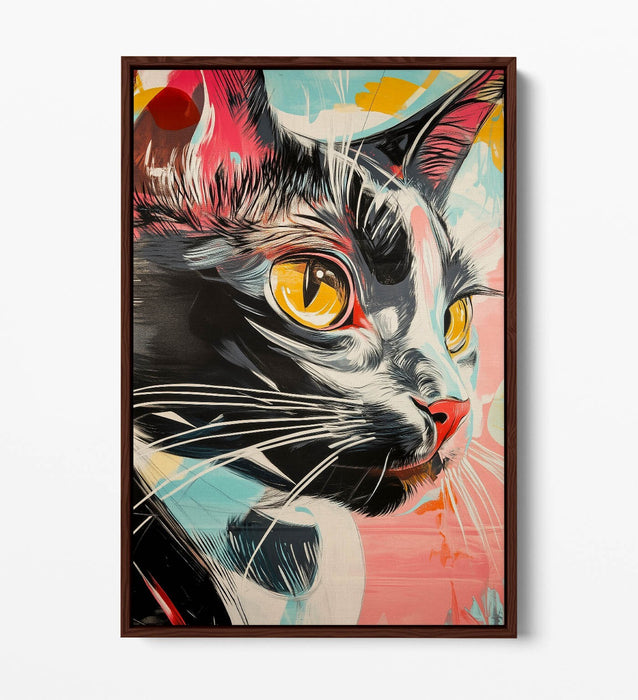 Cat Graffiti Canvas Art - Multi Colour Float Effect Canvas With Premium Varnish