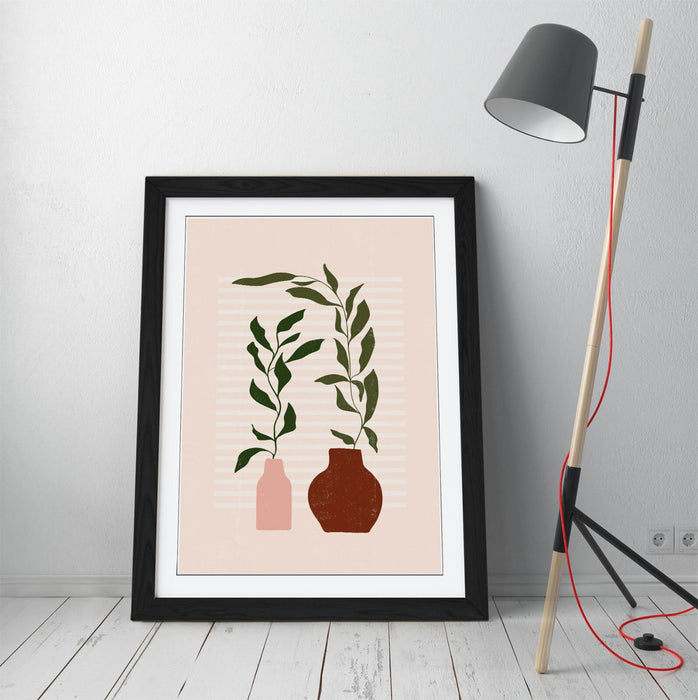 Boho Botanical Wall Art – Framed Minimalist Home Decor Poster Print UK