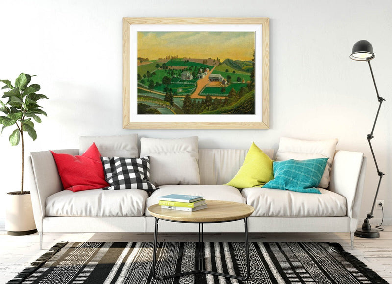 Framed Art Poster - Farm Art Print With Woodgrain Frame, Matte Paper Print