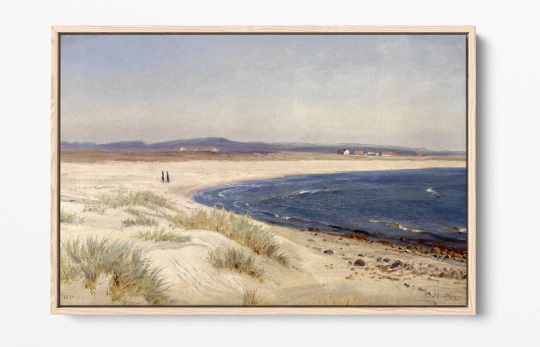 AMALDUS NIELSEN, PEOPLE ON A BEACH -FLOAT EFFECT CANVAS WALL ART PRINT