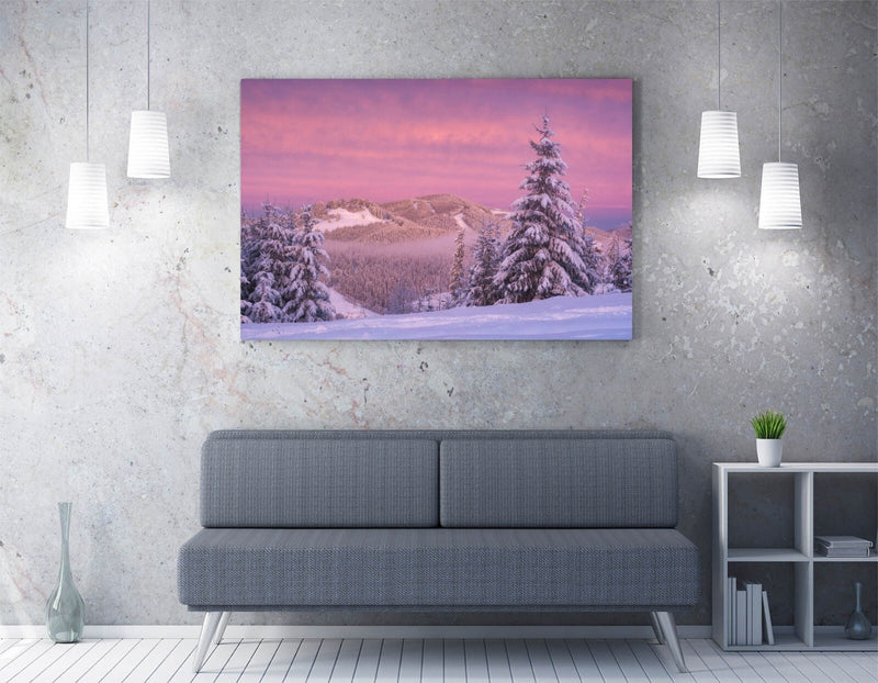 Canvas Wall Art - Pink Morning Landscape Gorgany Photography Print | Handmade
