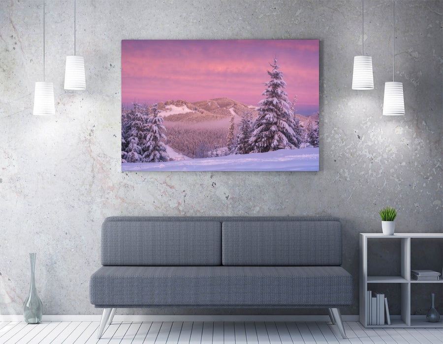 Canvas Wall Art - Pink Morning Landscape Gorgany Photography Print | Handmade