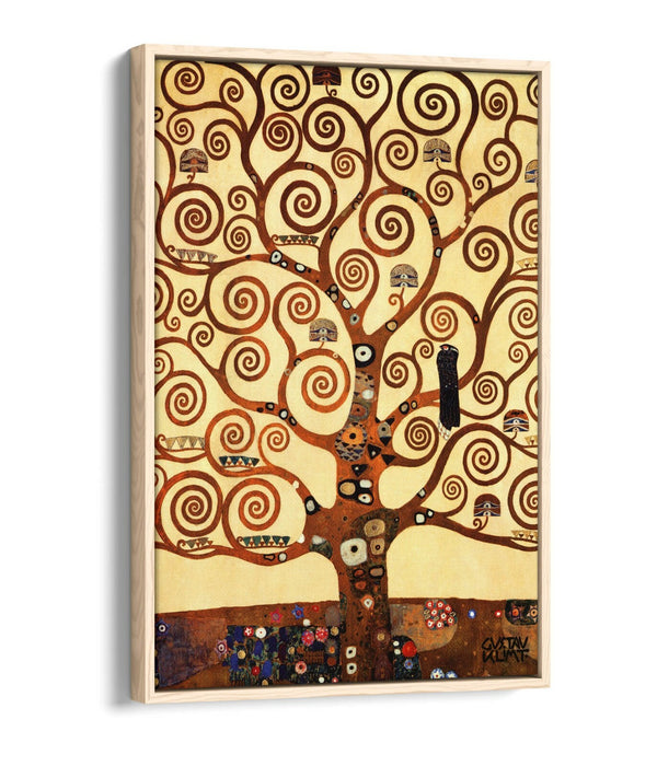 GUSTAV KLIMT TREE OF LIFE STOCLET -FLOAT EFFECT CANVAS WALL ART PIC PRINT- GOLD