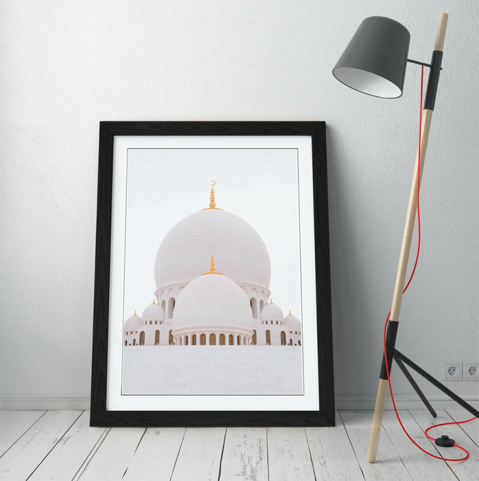 Grand Mosque Abu Dhabi Art – Framed Wall Art With Woodgrain Faux Frame