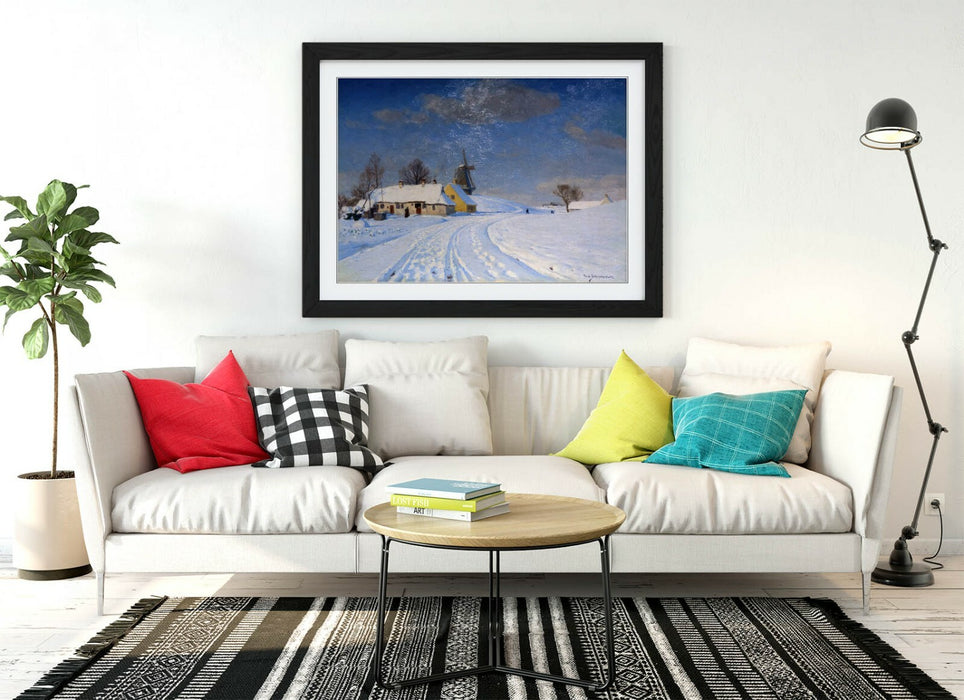 H.A BRENDEKILDE, SNOWY LANDSCAPE -ART FRAMED POSTER PICTURE PRINT ARTWORK