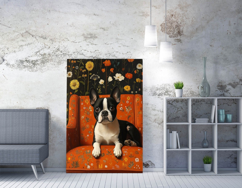French Bulldog Canvas - Cute Floral Canvas Print | Premium Handmade Wall Art