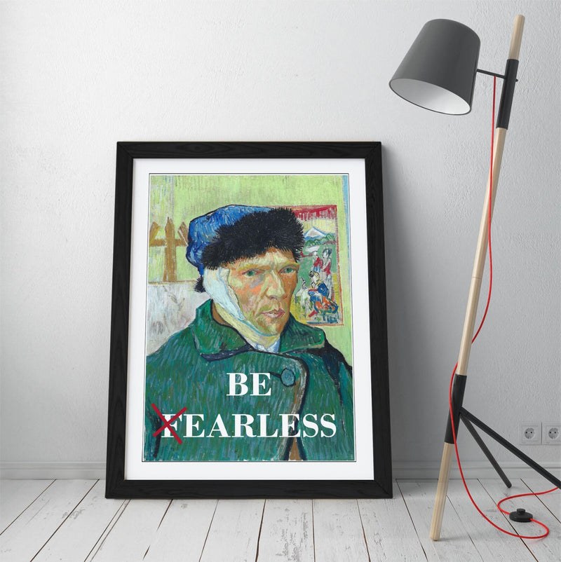 Van Gogh Wall Art – Framed Art Print With Funny 'Be Earless' Quote, Ready To Hang