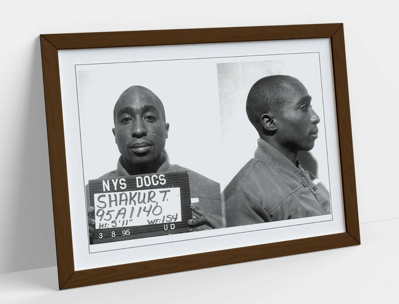 Framed Art Poster - Tupac Mugshot Print | Black and White Wall Art Decor