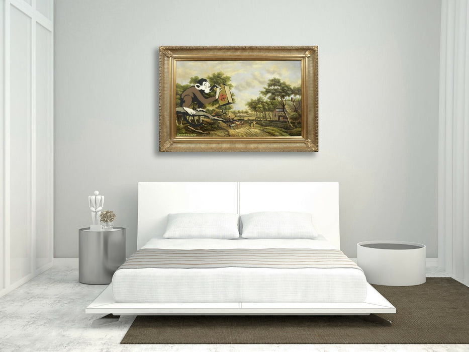 BANKSY MONKEY POISON CANVAS WALL ART PRINT ARTWORK PICTURE GRAFFITI GOLD