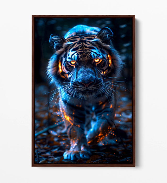 Glowing Tiger Canvas - Orange Animal Wall Art | Float Effect Canvas Print
