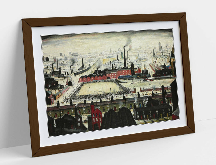 LS LOWRY THE FOOTBALL MATCH -FRAMED ART POSTER PICTURE PRINT ARTWORK- GREEN