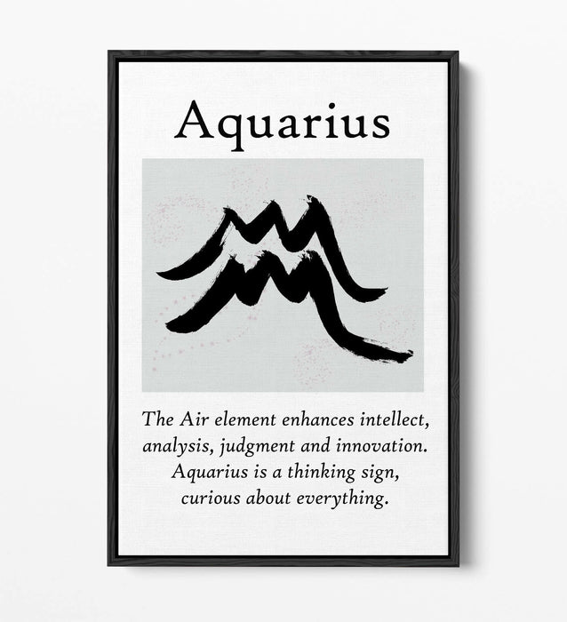 AQUARIUS STAR SIGN ZODIAC ASTROLOGY QUOTE -FLOAT EFFECT CANVAS WALL ART PRINT