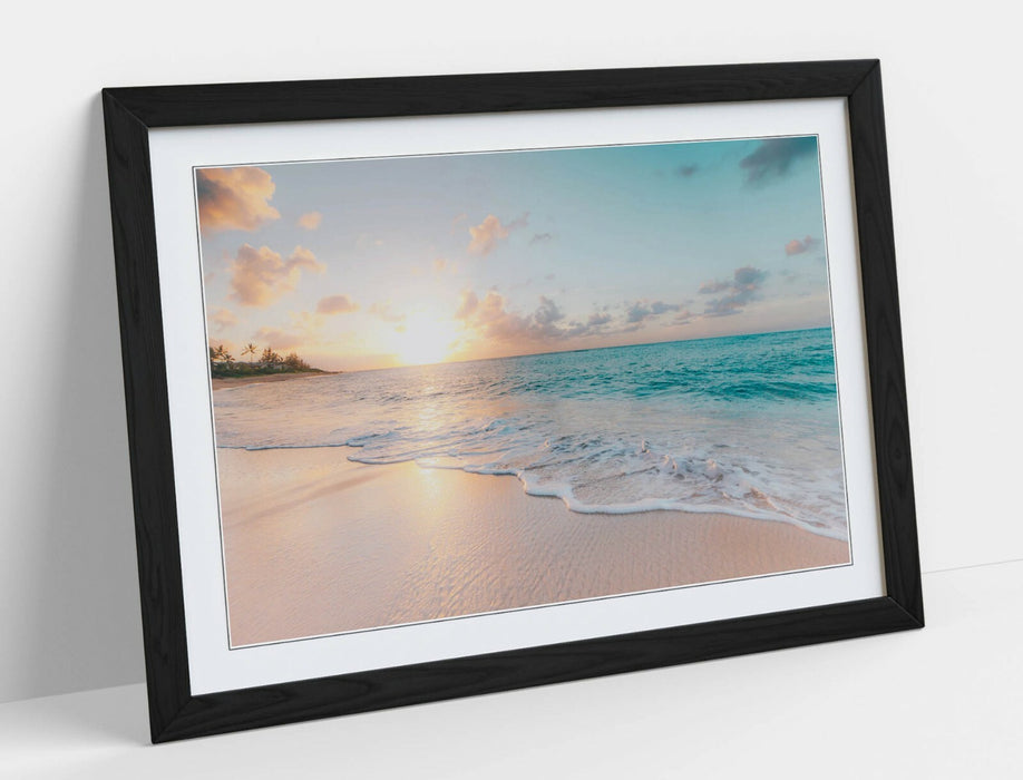 Framed Poster Art - Peaceful Beach Print | Handmade Wall Art Prints UK Made