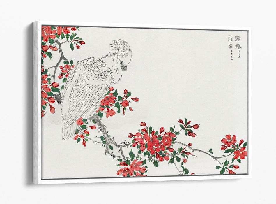 Float Effect Canvas Art - Parrot & Pyrus Spectabilis on Handmade MDF Frame