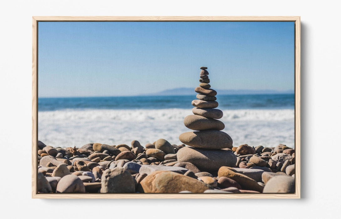 Canvas Wall Art – Stacked Zen Stones Float Effect Canvas Print | Beach Home Decor