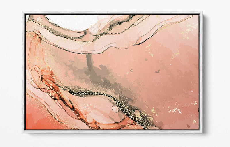 Canvas Wall Art - Abstract Marble Effect Pink Background Float Frame Print