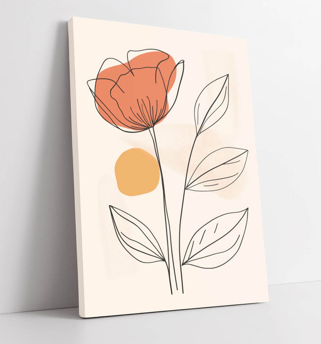 Minimalist Flower Canvas - Handmade Botanical Canvas Print | Ready To Hang Art