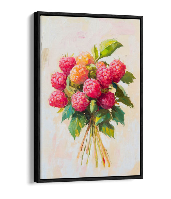 Red Raspberry Canvas Art - Float Effect Canvas Wall Art With Premium Varnish Finish