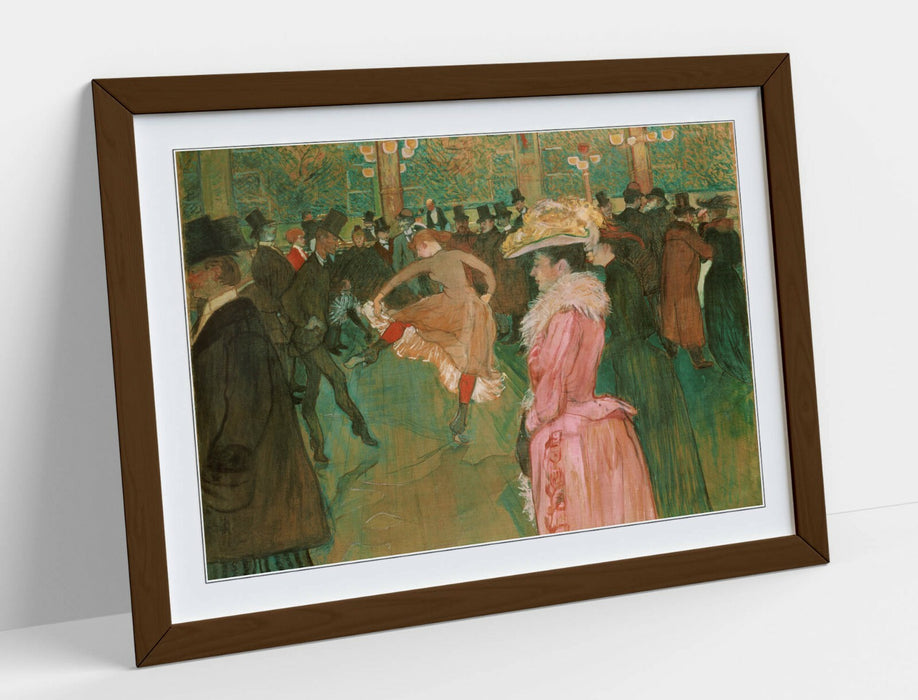 Framed Art Poster - Moulin Rouge Artwork With Woodgrain Frame Finish - Pink Wall Decor