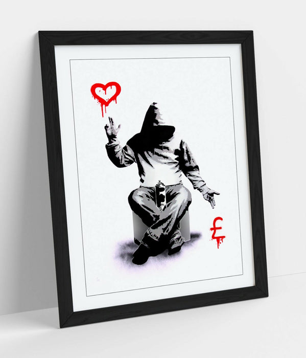 BANKSY, LOVE OR MONEY -FRAMED WALL ART PICTURE PRINT- GRAFFITI STREET ART