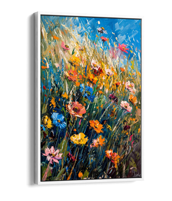 FIELD OF FLOWERS IMPRESSIONIST STYLE DECOR FLOAT EFFECT CANVAS ART PRINT