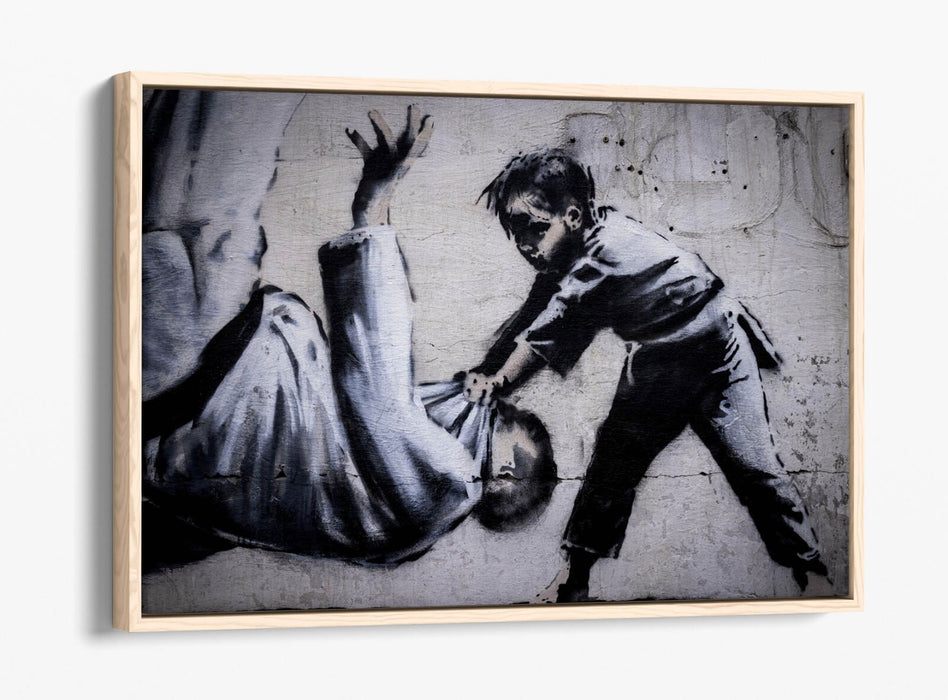 Float Effect Canvas Art – Banksy Ukraine Judoka Putin Boy Wall Print with Premium Frame
