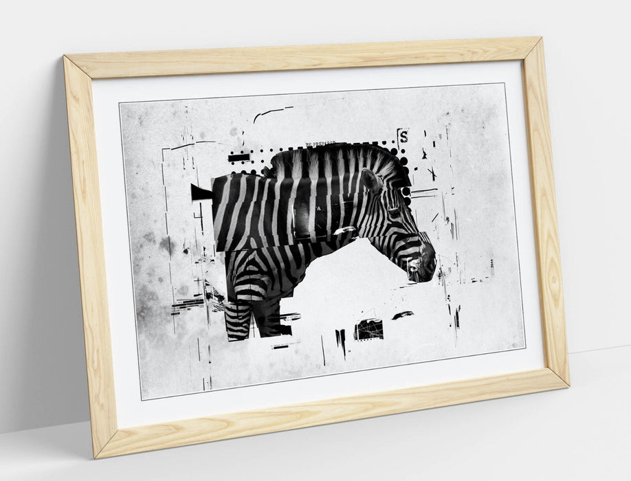 ZEBRA GLITCH ABSTRACT ARTWORK HOME DECOR -FRAMED ART POSTER PICTURE PRINT