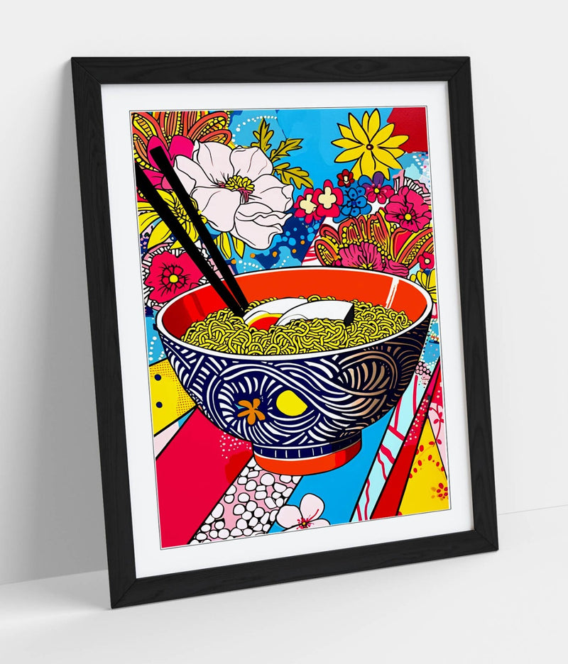 Ramen Wall Art - Framed Poster Print | Multi Color Kitchen & Bedroom Decor