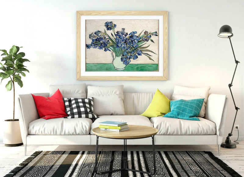 Van Gogh Irises Print – Framed Wall Art With Woodgrain Frame Finish & Archival Ink