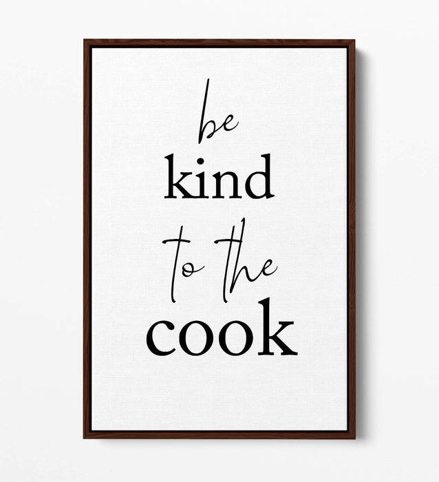 "BE KIND TO THE COOK" KITCHEN SLOGAN HOME -FLOAT EFFECT CANVAS WALL ART PRINT