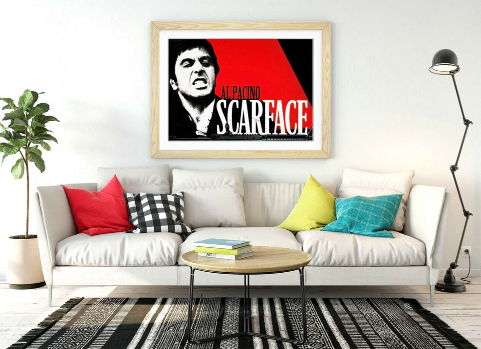 Framed Art Poster – Scarface Movie Art Red Black Artwork | Handmade Print