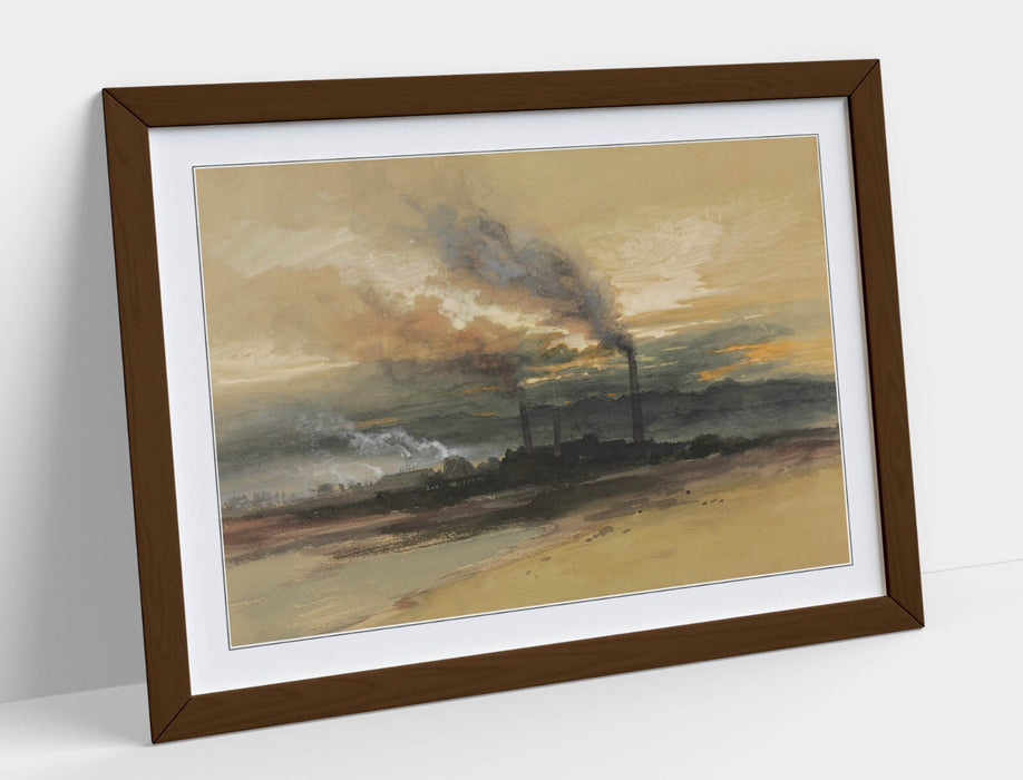 Framed Wall Art Poster Featuring Thomas Moran Smelting Works Artwork - UK Handmade Frame