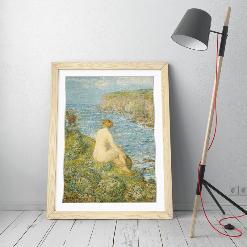 Framed Wall Art - 'Childe Hassam, Nymph And Sea' Print On Matte Paper